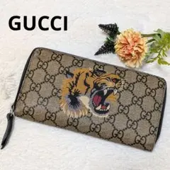 希少❣️グッチ 長財布 ティアン GGスプリーム ラウンドジップ 花 鳥