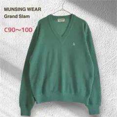 マンシングウェア グランドセラム Vネック セーター ニット L 緑 刺繍ロゴ