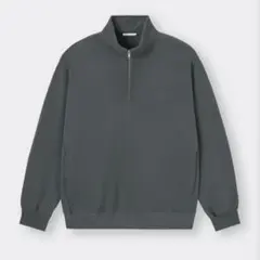 【美品】GU ハーフジップ トレーナー ダークグレー　Mサイズ　裏起毛