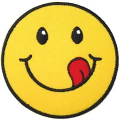 ワッペン にこちゃん スマイル ベー イエロー アイロン アップリケ 送料無料
