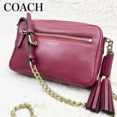 COACH コーチ ショルダーバッグ チェーンバッグ レザー ワインレッド