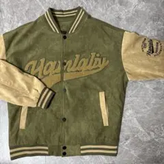 刺繍ロゴ入りスタジャン Mサイズ オリーブグリーン