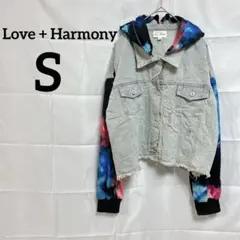Love + Harmony 【S】タイダイフード付きデニムジャケット 異素材袖