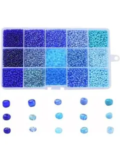 青系ビーズセット 収納ケース付き