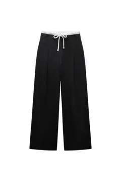 ZARA ブラック ワイドパンツ ドローストリング