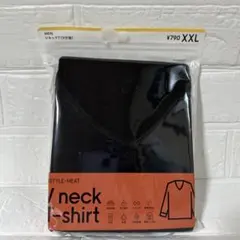 GU／スタイルヒート黒 Vネック Tシャツ （9分袖）XXL