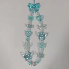 ハンドメイド スマホストラップ 水色 ライトブルー