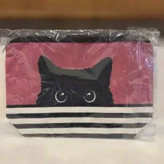 黒猫　ピンク ポーチ　まち付き