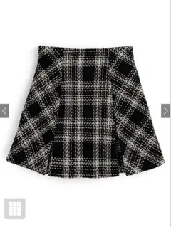 インパン裏地付きツイードチェックミニスカート tu891 sサイズ ブラック