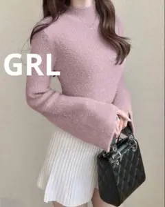 【 GRL 】フレアスリーブ ラメ フェザーニットトップス ピンク 新品