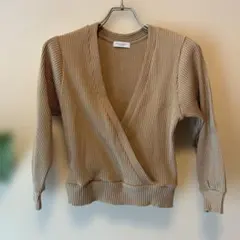 BEAUTY&YOUTH ベージュ ラップセーター　コットンニット　Vネック