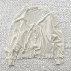 エニィスィス カーディガン 白 ニット 薄手 Vネック 2 M きれいめ 羽織り