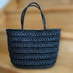 スズランテープ黒 かごバッグ ハンドメイド