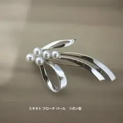 【未使用品級】✨MIKIMOTO ミキモト パール　　ブローチ　リボン　フラワー MIKIMOTO ミキモト 幸福の木 パール ブローチ-新品未使用ブルマリンの