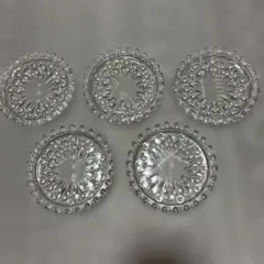 昭和レトロ 透明ガラス コースター 5枚セット