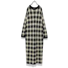 美品 yuw ジャカードニットワンピース ギンガムチェック柄 natural