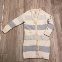美品gelatto piqueジェラートピケロングカーディガン白水色系ボーダーF