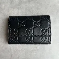 GUCCI GGシマ　レザーキーケース　黒
