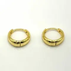 高品質 ぷっくりフープピアス K18ゴールド 13㎜ シルバー925 シンプル