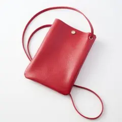 【日本製 本革】Mサイズ ショルダー長さ調整自在 スマホショルダー レッド