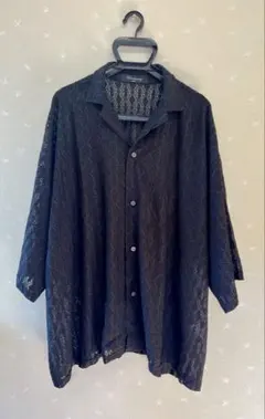 「新品　未使用品」　シアー半袖シャツ　ビッグシルエット　ブラック　ユニセックス