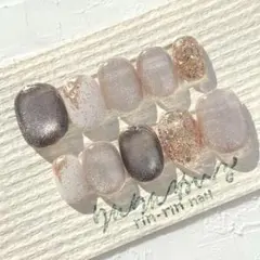 現品 ブラウンベージュマグネットニュアンスネイル03247 冬 韓国 淡色 金