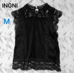 INGNI イング 総レースハイネックブラウス(M)黒