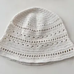 クラッシャーハット/バケットハット/クロシェハット/ナチュラルホワイト