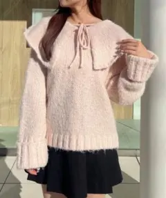 muguet sailor ribbon knit pink