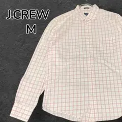 【人気】J.CREW メンズチェックシャツ ピンク M 海外古着 一点物