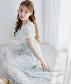 NICE CLAUP 刺繍シアーガウンワンピース ミント ナイスクラップ