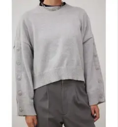 AZUL by moussy ボタンスリーブクロップドニットトップス