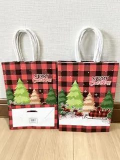 クリスマス ギフト袋 【C】チェック柄 21x15x8cm