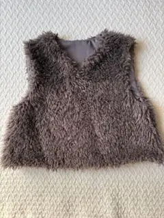 ショートボアベスト ノースリーブ　グレージュレディース　M