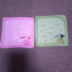 ディズニー プリンセス　オーロラ姫、アナのタオルハンカチ　刺繍入り　2枚セット