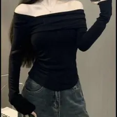 タイムセール！オフショルダー ブラック 長袖 トップス