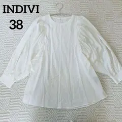 INDIVI♡インディヴィ　長袖ブラウス　Aライン　ホワイト【38】cd505のサムネイル