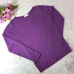 ✨Ballsey✨ウール100%★S★パープル Vネック 長袖ニットセーター