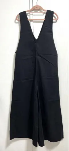 オールインワン サロペット リボン Vネック ブラック 黒