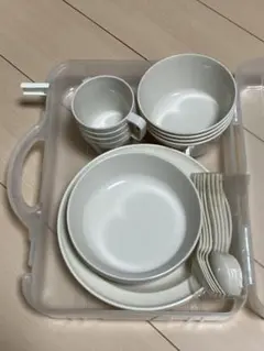 アウトドア 食器セット 皿 ボウル カップ スプーン フォーク 収納ケース付き