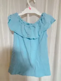 水色オフショルダータンクトップ