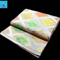 【美品】 六通柄袋帯　四菱文様　金糸　振袖　黒留袖　色留袖　訪問着　フォーマル