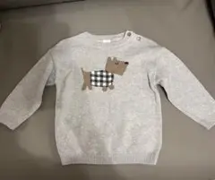 H&M 犬刺繍 グレー ニットセーター