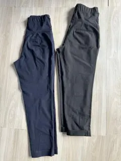 黒スリムフィットパンツ ウエストゴム