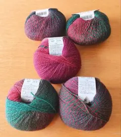 ■ウール混毛糸/マルチカラー段染毛糸５個組■ 未使用/美品■ニッケビクター毛糸■