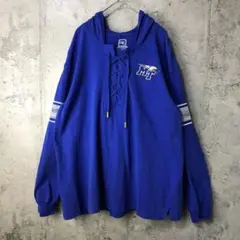 B1422古着　ロンT パーカー　青　90s Y2K
