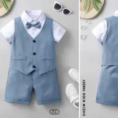 SHEIN 半袖フォーマルセットアップ 100 水色