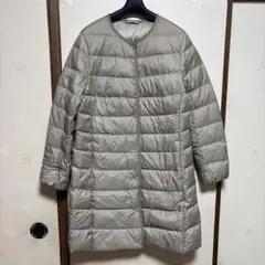 UNIQLO Lベージュ ノーカラー ダウンジャケット
