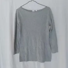 A36*GAP*グレー*リブ編み*八分袖*ニット*M*ギャップ
