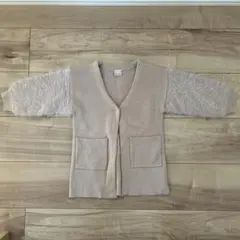プティマイン 袖ファーニットカーディガン　S